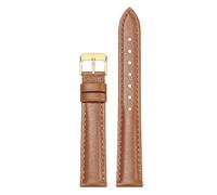 Qgsaghty Leder-Uhrenarmband, 10mm-22mm, Herren- und Damen-Uhrenarmband aus Rindsleder, Uhrenkette, goldene Dornschließe, Hellbraun, 13mm