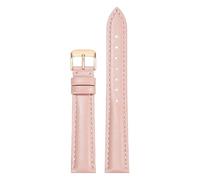Qgsaghty Leder-Uhrenarmband für Damen, 10/12/13/14/15/16/17/18/20/22mm, Uhrenzubehör, Roségold-Dornschließe, Rosa, 14mm