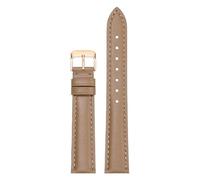 Qgsaghty Leder-Uhrenarmband für Damen, 10/12/13/14/15/16/17/18/20/22mm, Uhrenzubehör, Roségold-Dornschließe, Dunkles Khaki, 15mm