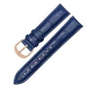 Qgsaghty Lederarmbänder in verschiedenen Farben, 10mm-22mm Uhrenarmbänder für Damen und Herren, Dornschließe aus Roségold, Dunkelblau, 16mm