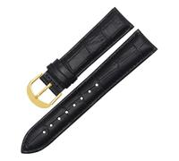 Qgsaghty Lederarmbänder in verschiedenen Farben, 10mm-22mm Uhrenarmbänder für Damen und Herren, goldene Dornschließe, Schwarz, 17mm