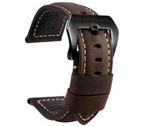 Qgsaghty Lederarmbänder Uhrenzubehör Herrenarmband 20mm 22mm 24mm 26mm Uhrenarmbänder Rindsleder-Ersatzarmband, 02-Dunkelbraun Schwarz, 24mm