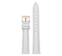 Qgsaghty Lederarmband, 12mm/14mm/15mm/16mm/18mm/20mm, schmales Damen-Uhrenarmband aus Leder, Roségold-Schnalle, Weiß, 16mm