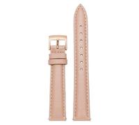 Qgsaghty Lederarmband, 12mm/14mm/15mm/16mm/18mm/20mm, schmales Damen-Uhrenarmband aus Leder, Roségold-Schnalle, Hell-Pink, 16mm