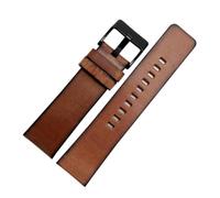 Qgsaghty Retro Echtleder Armband Uhrenarmband Vintage Leder 22mm 24mm 26mm Herren Armband, Brauner schwarzer Verschluss, 24mm