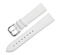 Qgsaghty Rindsleder-Uhrenarmband, 10/12/13/14/15/16/18/20/22mm, ultradünnes Leder-Uhrenarmband für Damen und Herren, silberne Dornschließe, Weiß, 15mm
