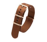 Qgsaghty Rose Gold Schnalle Nylon Uhrenarmband 18mm 20mm 22mm 24mm Armband Zubehör Männer Frauen Band, Braun, 20mm