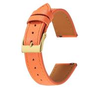 Qgsaghty Schnellverschluss-Uhrenarmband aus Leder, 18mm, 20mm, 22mm, Uhrenarmbänder für Herren und Damen, Ersatz-Uhrenarmbänder, Orangegoldene Schnalle, 20mm