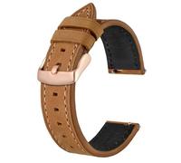 Qgsaghty Uhrenarmbänder aus echtem Leder für Herren und Damen, Schnellverschluss, Ersatzgürtel, Armband, Roségold-Schnalle, 18mm, 20mm, 21mm, 22mm, Hellbraun, 18mm