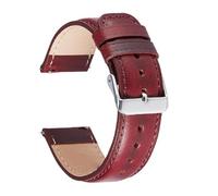 Qgsaghty Uhrenarmband, 20mm/22mm, gewachstes Lederarmband mit Vintage-Farbverlauf und Schnellverschluss, silberne Schnalle, Weinrot, 20mm