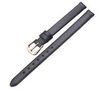 Qgsaghty Ultradünnes, weiches Leder-Uhrenarmband, 6mm-20mm, mehrere Farben, Damen-Uhrenarmband, einfarbiges Uhrenarmband, Schwarz, 9mm