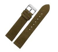 Qgsaghty Wildleder-Rindslederarmband, 16mm, 18mm, 20mm, 22mm, Echtleder-Uhrenarmband, Vintage-Armband-Zubehör, Armeegrünes Silber, 16mm