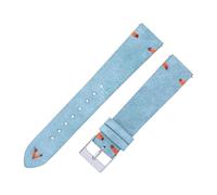 Qgsaghty Wildleder-Uhrenarmbänder, 18mm, 20mm, handgenähte Leder-Uhrenarmbänder für Herren und Damen, Schnellverschluss-Uhrenarmband, Himmelblau 2, 18mm