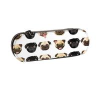 QGWDYYJQ Federmäppchen aus Leder, mit Mops-Motiv, tragbar, Schwarz / Gelb