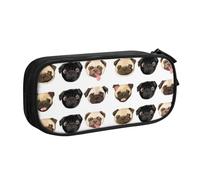 QGWDYYJQ Federmäppchen mit Mops-Motiv, tragbar, Schwarz / Gelb, Schwarz , Einheitsgröße, Münztasche