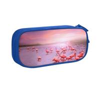 QGWDYYJQ Federmäppchen, Motiv: rosa Flamingos, Schreibwarenetui, tragbarer Organizer, blau, Einheitsgröße, Münztasche