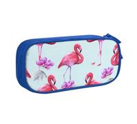 QGWDYYJQ Federmäppchen, Motiv: rosa Flamingos, Schreibwarenetui, tragbarer Organizer, blau, Einheitsgröße, Münztasche