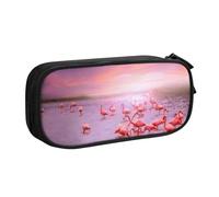 QGWDYYJQ Federmäppchen, Motiv: rosa Flamingos, Schreibwarenetui, tragbarer Organizer, Schwarz , Einheitsgröße, Münztasche