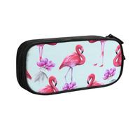 QGWDYYJQ Federmäppchen, Motiv: rosa Flamingos, Schreibwarenetui, tragbarer Organizer, Schwarz , Einheitsgröße, Münztasche