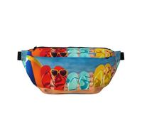 QGWDYYJQ Flip-Flops on a Sandy Beach Printed Crossbody Waist Pack Waist Bag Travel Bag, Schwarz , Einheitsgröße