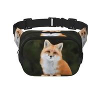 QGWDYYJQ Funny Fox Printed Square Double Layer Waist Bag Waist Pack Travel Bag, Schwarz , Einheitsgröße