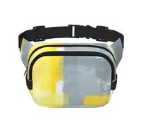 QGWDYYJQ Graue und gelbe abstrakte Kunstmalerei gedruckt quadratisch doppellagig Hüfttasche Hüfttasche Reisetasche, Schwarz , Einheitsgröße