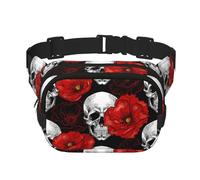 QGWDYYJQ Gürteltasche mit Halloween-Motiv, quadratisch, doppellagig, mit Totenkopf-Motiv, Reisetasche, Schwarz , Einheitsgröße
