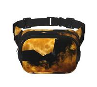 QGWDYYJQ Halloween Fledermaus bedruckte quadratische doppellagige Hüfttasche Hüfttasche Reisetasche, Schwarz , Einheitsgröße