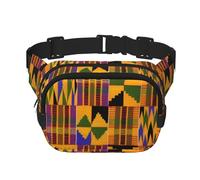 QGWDYYJQ Hüfttasche mit afrikanischem Ethno-Muster, bedruckt, quadratisch, doppellagig, Reisetasche, Schwarz , Einheitsgröße