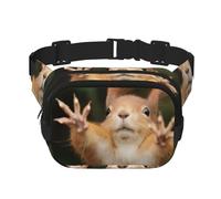 QGWDYYJQ Hüfttasche mit Eichhörnchen-Motiv, quadratisch, doppellagig, Reisetasche, Schwarz , Einheitsgröße