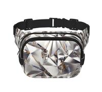 QGWDYYJQ Hüfttasche mit glitzerndem abstraktem Diamant-Kristallmuster, bedruckt, quadratisch, doppellagig, Hüfttasche, Reisetasche, Schwarz , Einheitsgröße