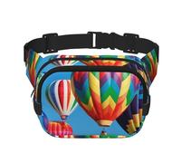 QGWDYYJQ Hüfttasche mit Heißluftballon-Druck, quadratisch, doppellagig, Reisetasche, Schwarz , Einheitsgröße