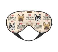 QGWDYYJQ I Love Französische Bulldogge bedruckte weiche Augenmaske Einschlafhilfe Augenmaske Reise-Schlafmaske