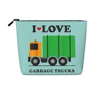 QGWDYYJQ I Love Garbage Trucks bedruckte Make-up-Tasche aus künstlichem Hanf, tägliche Aufbewahrungstasche, Reise-Kulturbeutel, Schwarz , Einheitsgröße