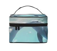 QGWDYYJQ Kosmetiktasche mit Motiv "Winter der Delfin", Make-up-Tasche, Reise-Kulturbeutel