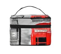 QGWDYYJQ Kosmetiktasche, Motiv: England, UK, Retro, London, Telefon, bedruckt, Make-up-Tasche, Reise-Kulturbeutel