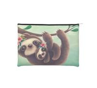QGWDYYJQ Lazy Cute Sloth Hanging The Branches Printed Paper Reusable Cosmetic Bag Makeup Bag Storage Bag