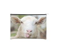 QGWDYYJQ Lustige Kosmetiktasche mit frecher Schafzunge, niedliches Tier, bedrucktes Papier, wiederverwendbare Kosmetiktasche, Make-up-Tasche, Aufbewahrungstasche