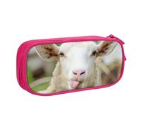 QGWDYYJQ Lustiges Federmäppchen mit frecher Schafzunge, niedliches Tiermotiv, Schreibwarenetui, tragbarer Organizer, rose, Einheitsgröße, Münztasche