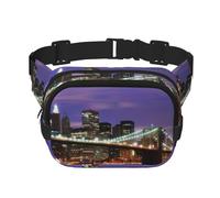 QGWDYYJQ New York Night bedruckte quadratische doppellagige Hüfttasche Hüfttasche Reisetasche, Schwarz , Einheitsgröße