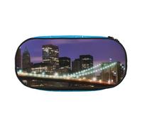 QGWDYYJQ New York Night Bedrucktes Federmäppchen, Schreibwaren-Organizer, tragbares Federmäppchen, Schwarz , Einheitsgröße, Münztasche