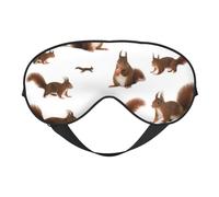 QGWDYYJQ Niedliche Eichhörnchen bedruckte weiche Augenmaske Einschlafhilfe Augenmaske Reise-Schlafmaske