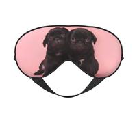 QGWDYYJQ Niedliche schwarze Mops-bedruckte weiche Augenmaske, Schlafhilfe, Augenmaske, Reise-Schlafmaske