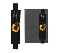 QGWDYYJQ Stifteetui aus Leder, Motiv: Sonnenblumen, Blumen, Schmetterlinge, Kunstdruck, Lesezeichen, Federmäppchen, Schwarz , Einheitsgröße, Münztasche