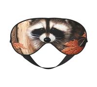 QGWDYYJQ Waschbär im Herbstbaumloch bedruckte weiche Augenmaske Einschlafhilfe Augenmaske Reise-Schlafmaske