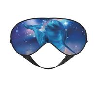QGWDYYJQ Weiche Augenmaske mit Galaxie-Delfinen, Einschlafhilfe, Augenmaske, Reise-Schlafmaske