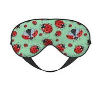 QGWDYYJQ Weiche Augenmaske mit roten Marienkäfern auf blauem Hintergrund, Einschlafhilfe, Augenmaske, Reise-Schlafmaske