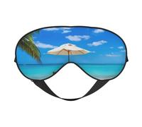 QGWDYYJQ Weiße Strandmaske mit tropischem Meer, bedruckt, weiche Augenmaske, Schlafhilfe, Schlafmaske, Reise-Schlafmaske