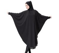 Qianly Arabische Muslimische Abaya Einteilige Overhead Hijab Gebet Kaftan Robe Dress, Schwarz, M