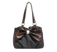 Qianly Damen Tote Bag Umhängetasche Bow Tasche Shopper Aus Robustem Stoff Modisches Punktdesign Und Praktische Innenaufteilung Tragenfreundlich für Arbeit Fr, Schwarz